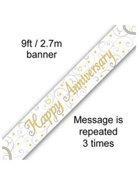 Oaktree Banner Happy Anniversary Hearts 9ft