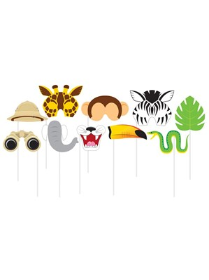 Jungle Animal Photo Booth Props 10pce