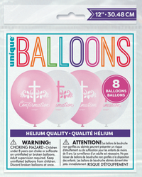 Unique Confirmation Pink 12" Latex Balloons 8pk