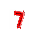 Red Grabo foil balloon in a 14-inch number 7 shape, shiny and reflective, perfect for celebrations and party decorations.