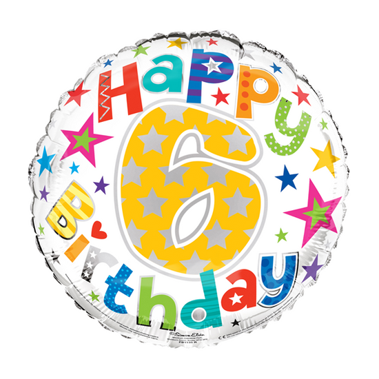 Simon Elvin Foil Balloon Happy Birthday Age 6 18