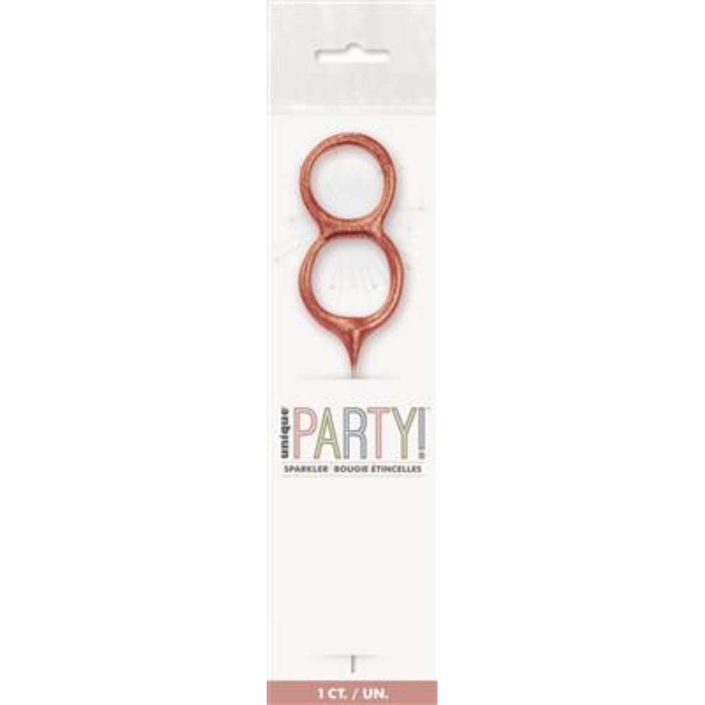 Unique Party Candle Sparkler Number 8 Rose Gold 7