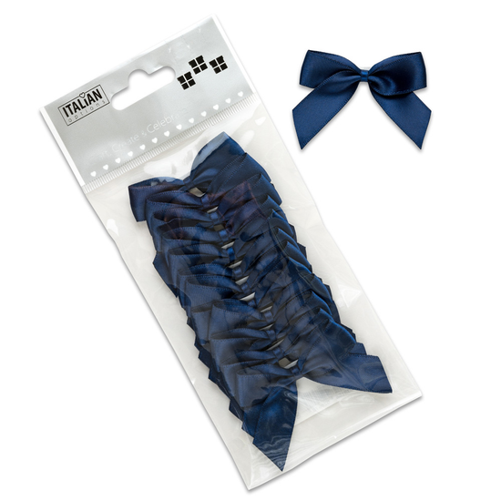 Italian Options 12 Pack Ribbon Bows Navy Blue 5cm