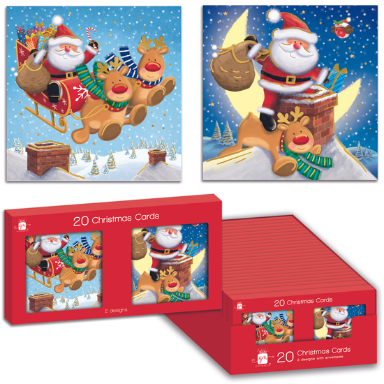 Mini Square Cards Santa & Penguin 20pk