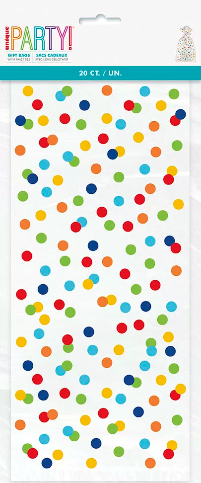 Unique Cello Bags Rainbow Polka Dots 20pk