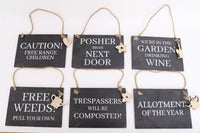 Six Sifcon slate signs, 18x12cm, with natural stone texture and engraved surfaces, perfect for gifts or decorative use.