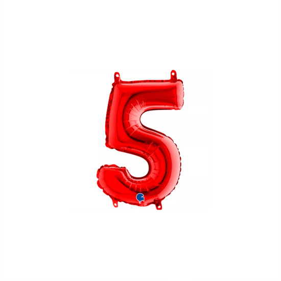 Grabo Foil Balloon Red 14" Number 5