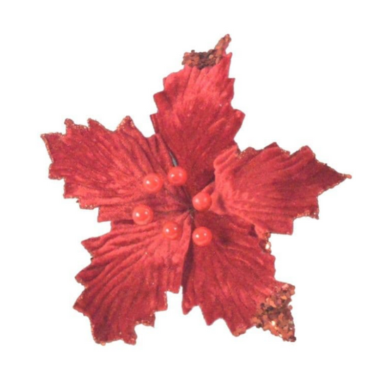 Poinsettia Clip Red 25cm
