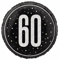 Unique Foil Balloon Black Glitz Age 60 18"