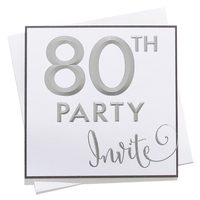 6pk C133SQ Invitations Birthday Age 80