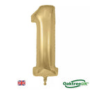 Oaktree Gold Number 1 Foil Balloon, 34-inch size, shiny metallic finish, suitable for celebrations and party decorations