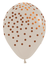 Sempertex Confetti White & Copper 12" Latex 25pk