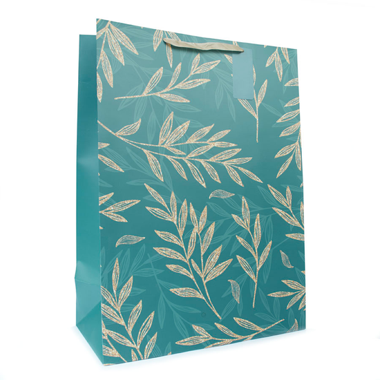 Tiger Feet 6 Pack Gift Bag Green & Gold Fern Large