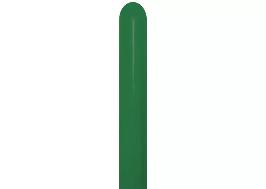 Sempertex latex modeling nozzles in forest green, 50-pack, used for balloon twisting and creative balloon art.