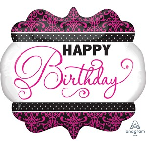 Anagram Pink, Black & White 25" Foil Balloon