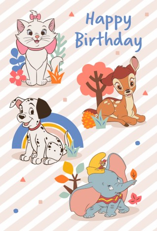 Hallmark 6 Pack Cards C32 Birthday Disney