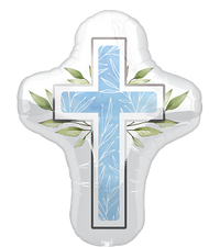 Communion Blue Cross 28" Supershape Foil Balloon
