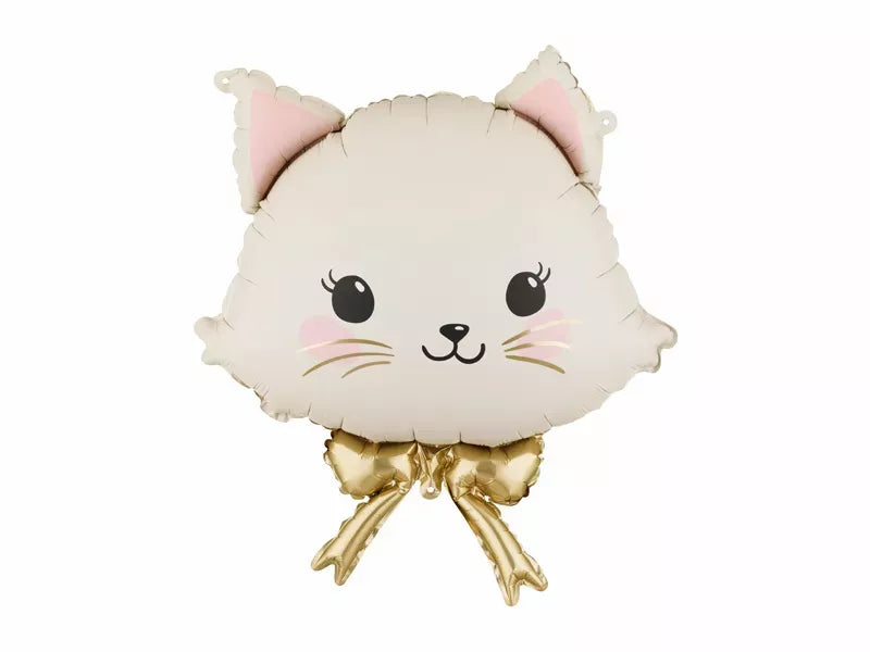 PartyDeco 23-inch foil balloon in the shape of a cat, colorful and shiny, perfect for celebrations and party decorations.