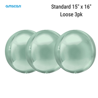 Mint Green Orbz 15" Foil Balloon Loose 3pk
