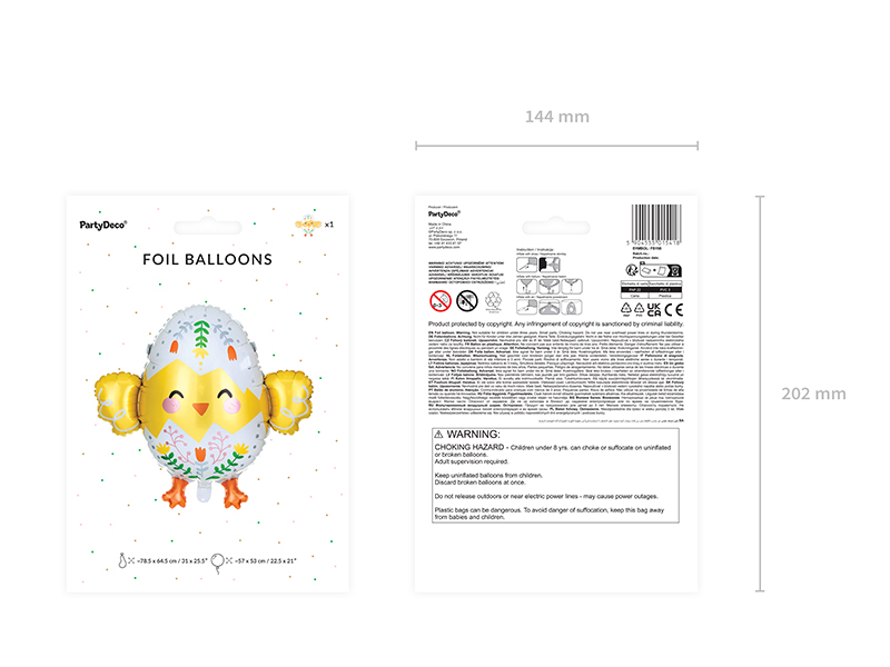 Easter Chick In Egg 22" Foil Balloon