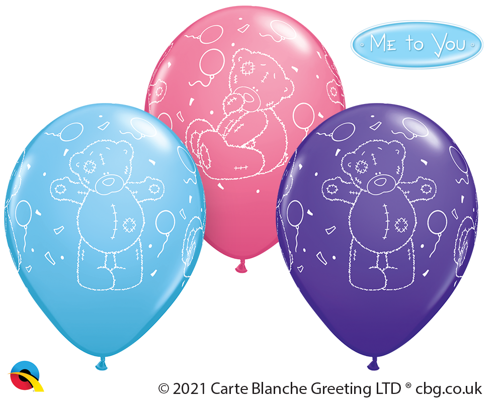 Assorted 11-inch Qualatex printed latex balloons featuring Tatty Teddy design, perfect for celebrations and parties.