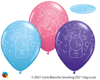 Assorted 11-inch Qualatex printed latex balloons featuring Tatty Teddy design, perfect for celebrations and parties.