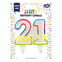 Eurowrap Party Candle Age 21 Rainbow Glitter