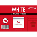 Post Pro Gummed Envelopes C6 114x162mm 50pk
