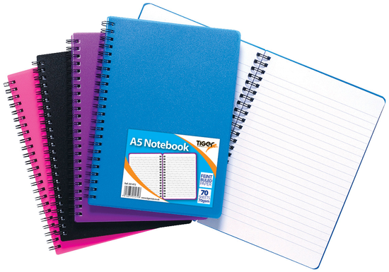 Twin Wire Notebook A5 70 Sheet 5pk