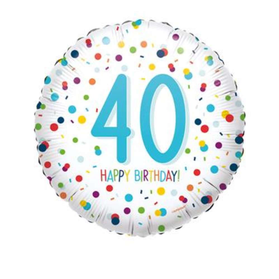 40th Birthday Confetti 18" Foil Balloon