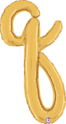 Grabo Foil Balloon Gold Script 14" Letter Q