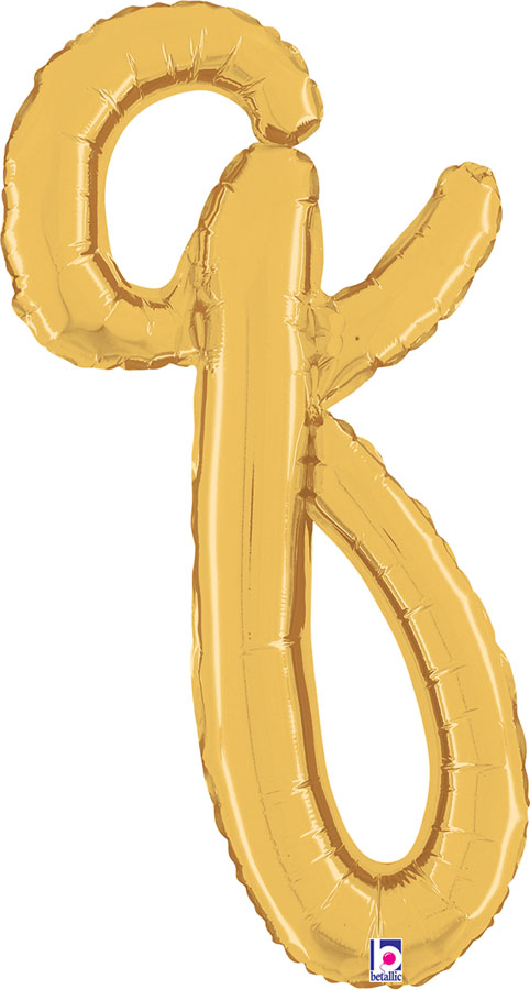 Grabo Foil Balloon Gold Script 14" Letter Q