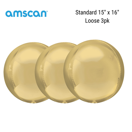 White Gold 15" Orbz Foil Balloons Loose 3pk