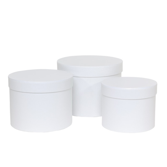 APAC Hat Boxes White Set of 3 (Largest 19x14.4cm)