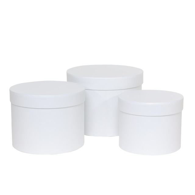 APAC Hat Boxes White Set of 3 (Largest 19x14.4cm)