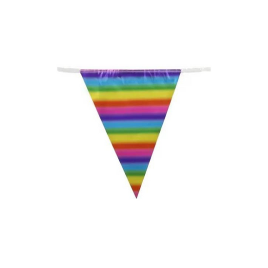 Metallic Rainbow Bunting 11 Flags 3.9m