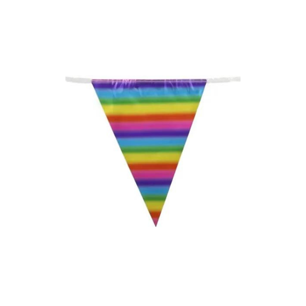 Metallic Rainbow Bunting 11 Flags 3.9m