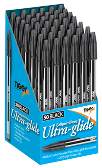 Tiger Stationery 50 Pack Ballpoint Pen Black