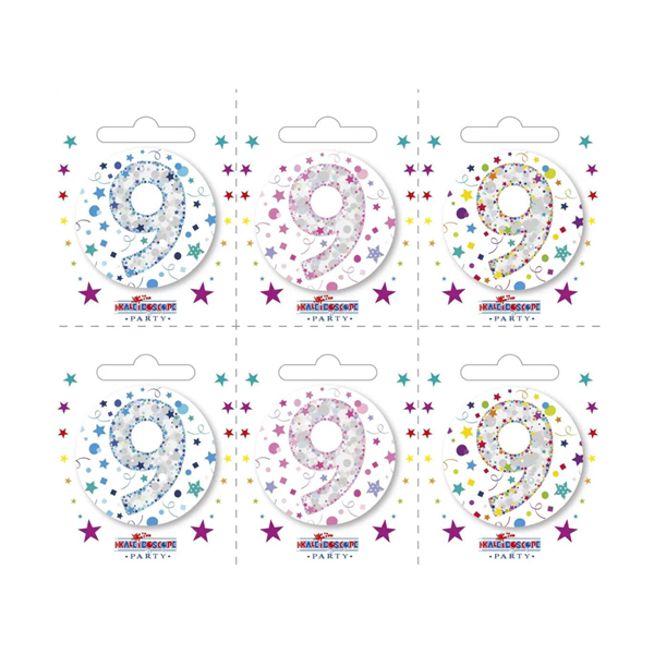 Small 9th Birthday Badges 6pk