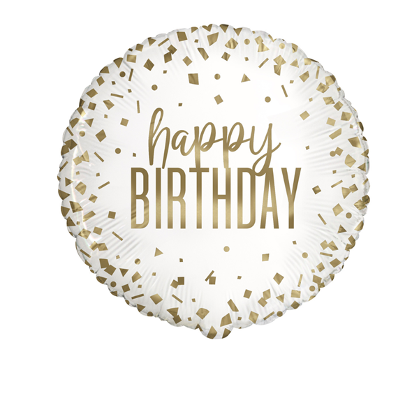 Unique Foil Balloon Gold Confetti Birthday 18"