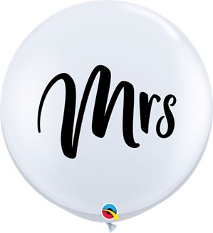 Qualatex 3ft Wedding Mrs White Latex Balloons 2pk