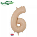 Oaktree 34-inch matte nude foil number 6 balloon, shiny metallic finish, designed for celebration decorations.
