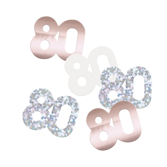Rose Gold Glitz 80th Birthday Foil Confetti 14g