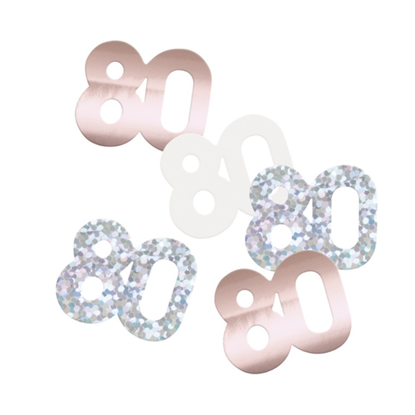 Rose Gold Glitz 80th Birthday Foil Confetti 14g