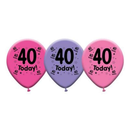 Set of 8 latex printed balloons with "40" for birthday celebrations, featuring colorful design by Giftzone.