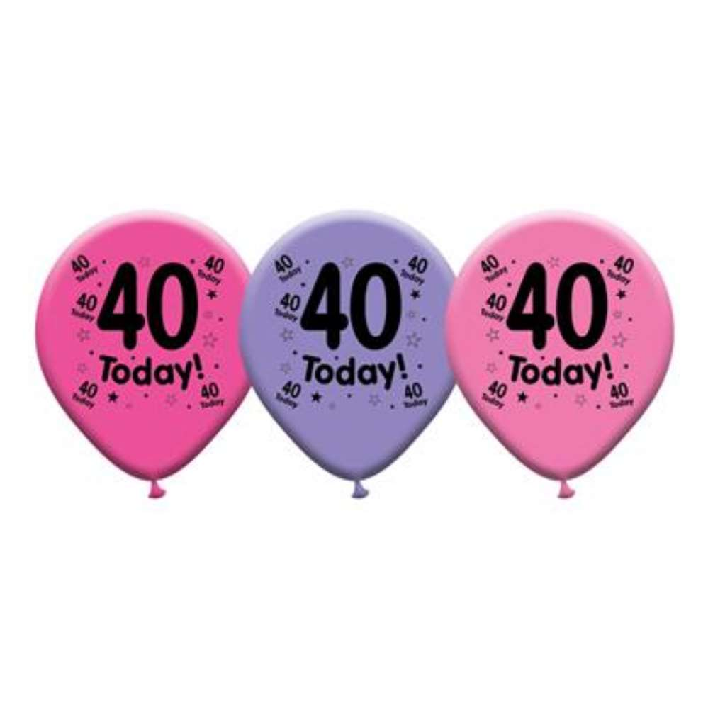Set of 8 latex printed balloons with "40" for birthday celebrations, featuring colorful design by Giftzone.
