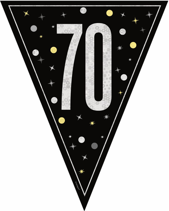 Unique Bunting Black Glitz Age 70 9ft