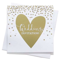 Gold Heart Wedding Invitations 6pk
