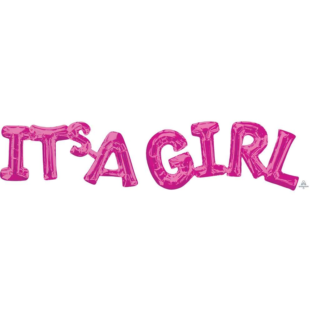 Pink It's A Girl Phrase 22" Foil Balloon