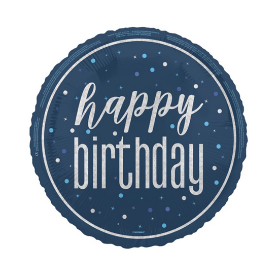 Unique Foil Balloon Blue Glitz Birthday 18"